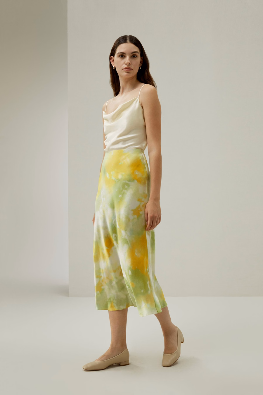 Print Bias Cut Zijde Rok