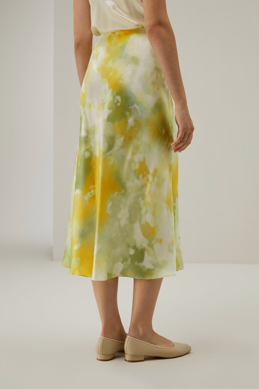 Print Bias Cut Zijde Rok