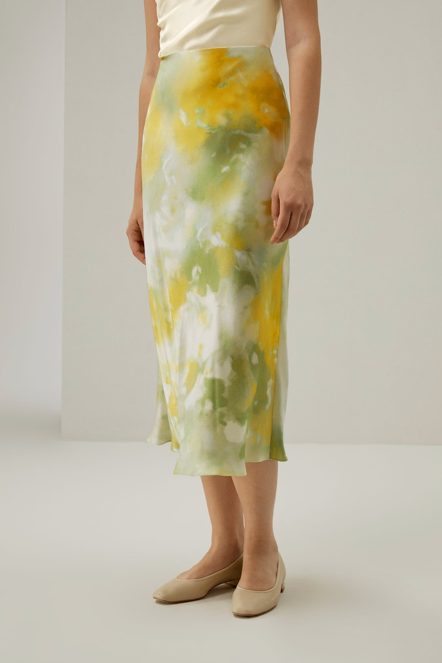 Print Bias Cut Zijde Rok
