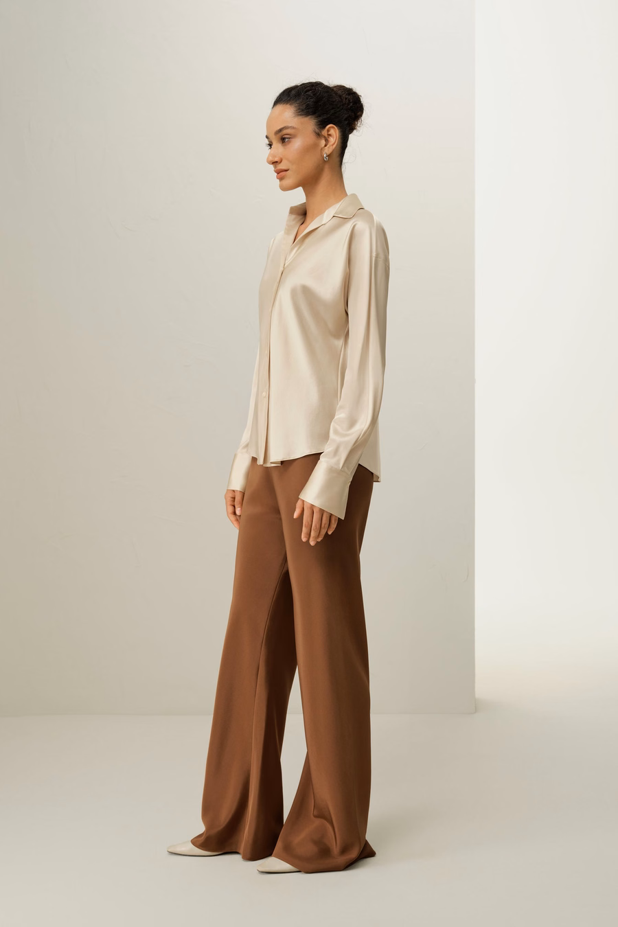 Bias Cut Straight Leg Silk Pants
