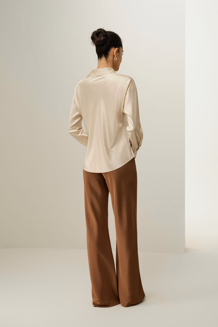 Bias Cut Straight Leg Silk Pants