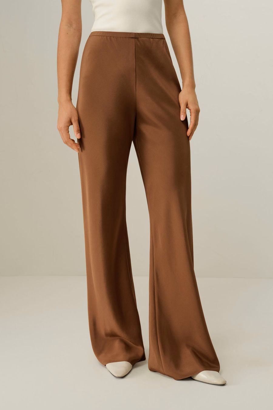 Bias Cut Straight Leg Silk Pants