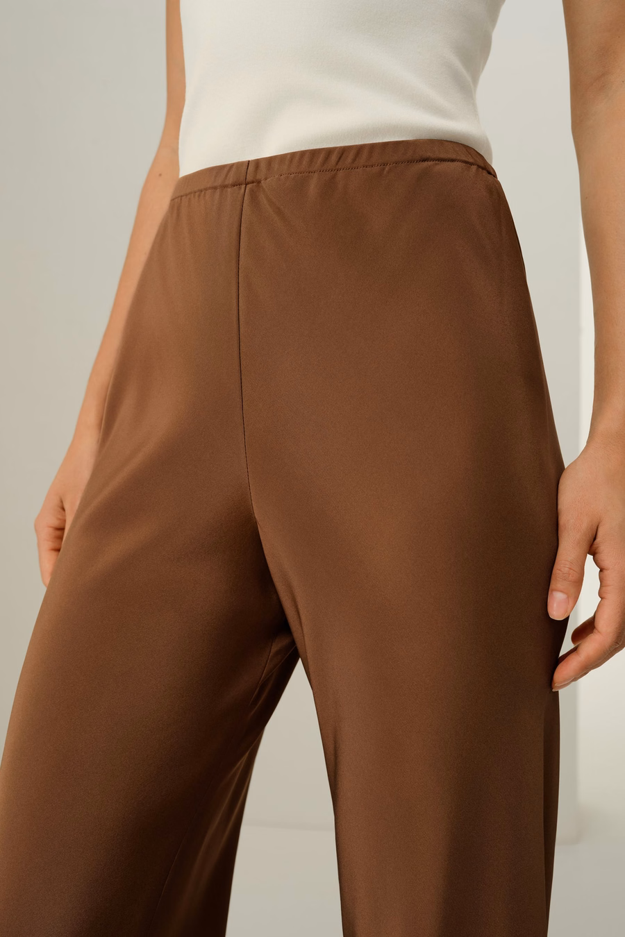 Bias Cut Straight Leg Silk Pants