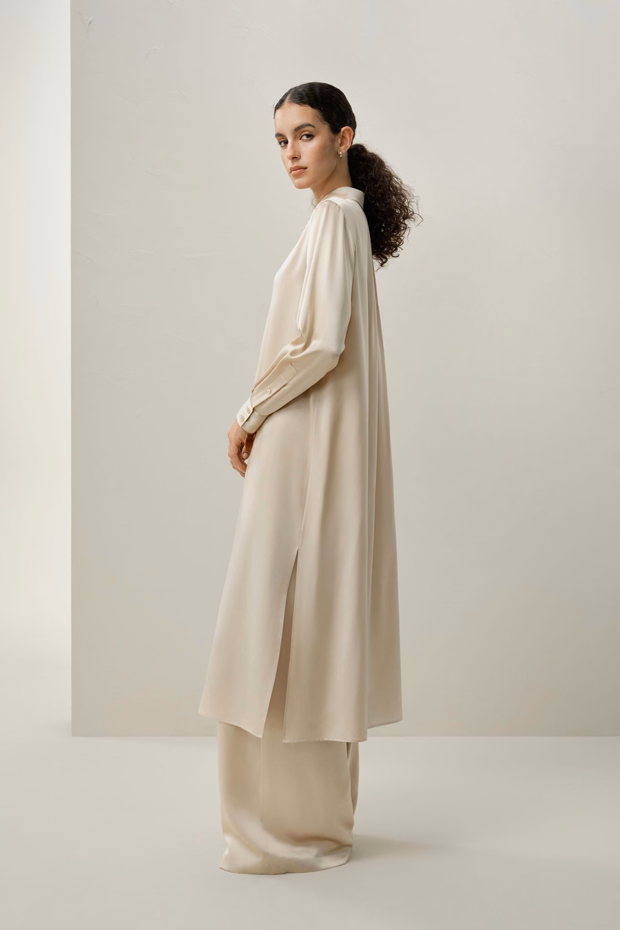 Silk Charmeuse Wide-Leg Pants