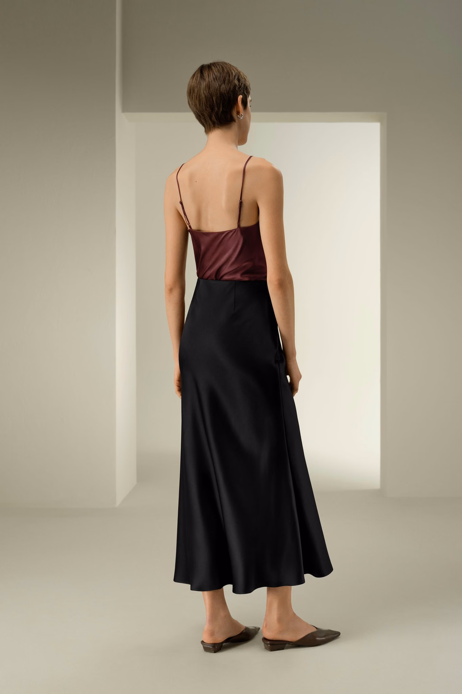 Dubbelzijdige Zijde Charmeuse Maxi Rok