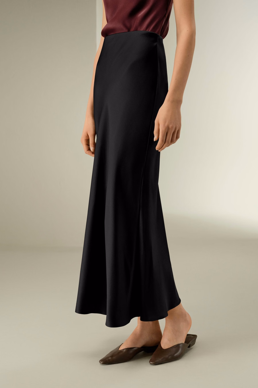 Dubbelzijdige Zijde Charmeuse Maxi Rok