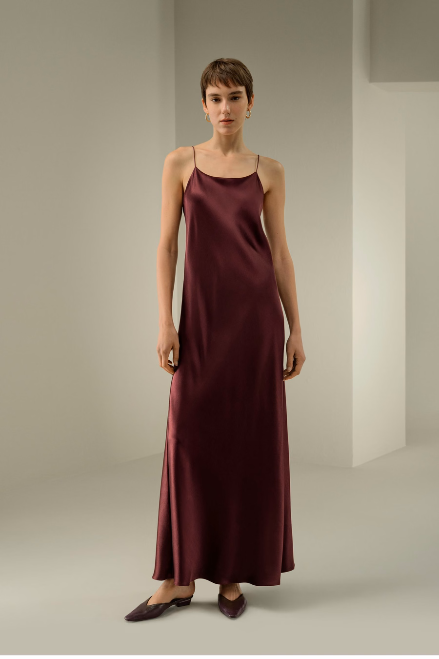 U-Hals Minimalistische Slip Jurk