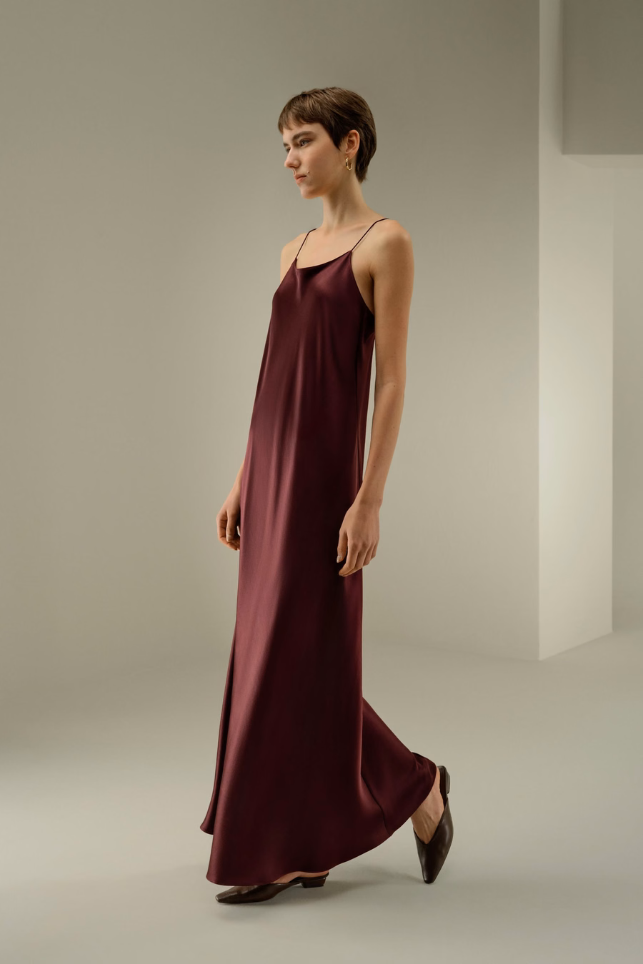 U-Hals Minimalistische Slip Jurk