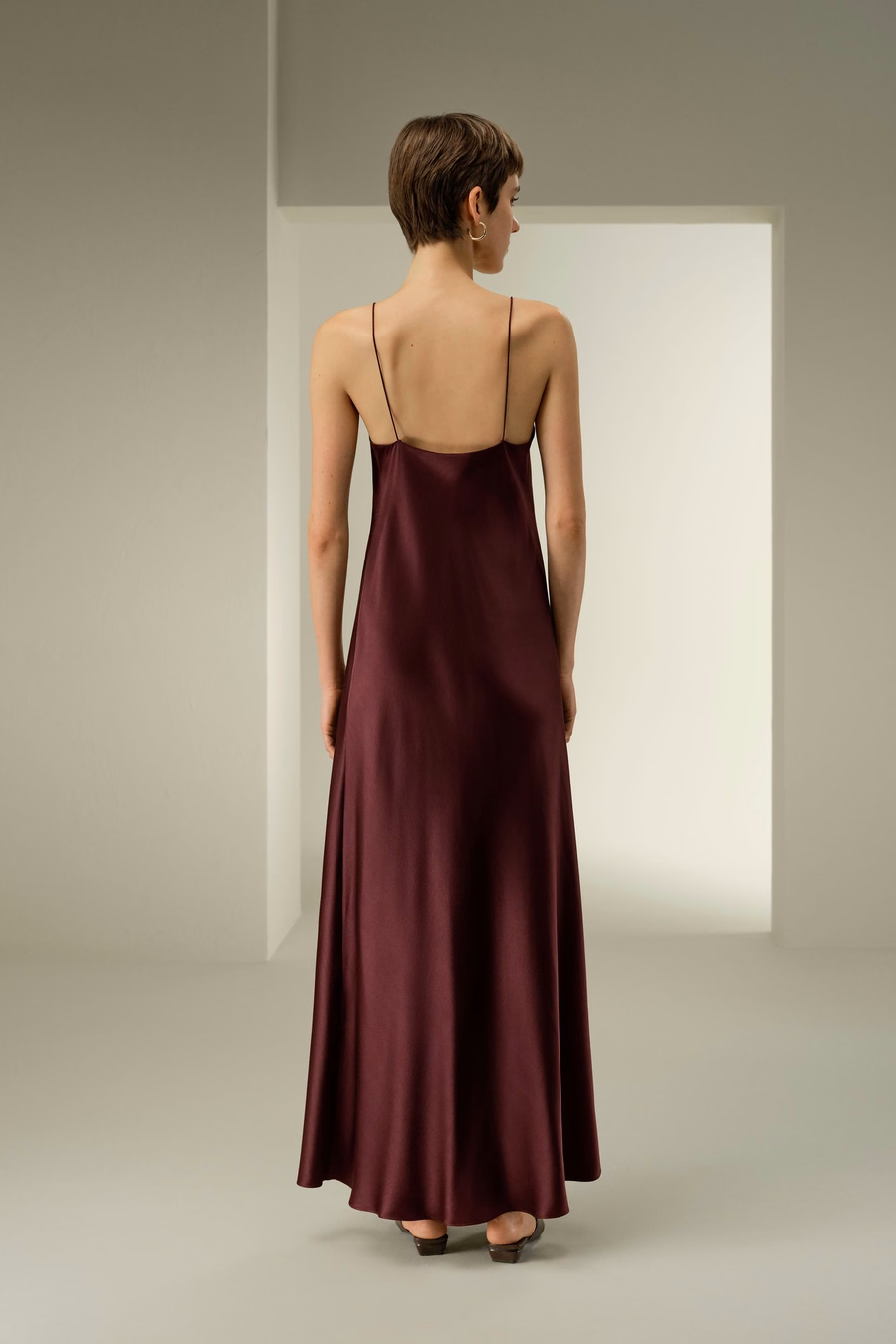 U-Hals Minimalistische Slip Jurk