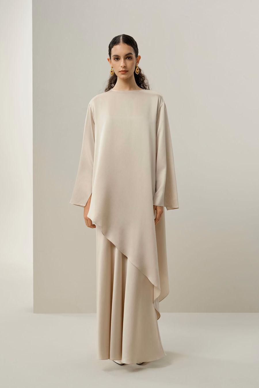 Silk Charmeuse Asymmetrical Tunic