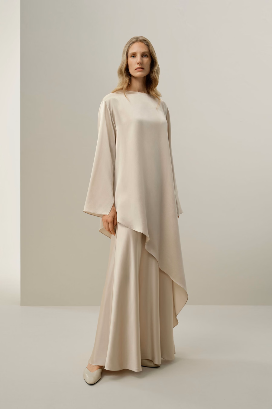 Silk Charmeuse Asymmetrical Tunic