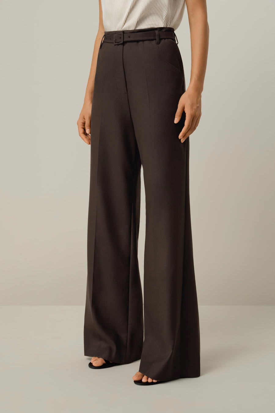 Zijdewol Hoge Taille Broek met Brede Pijpen