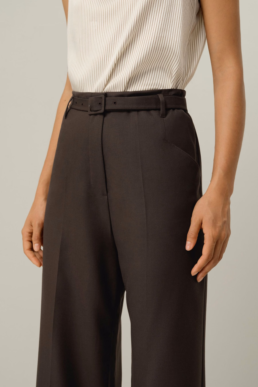 Zijdewol Hoge Taille Broek met Brede Pijpen