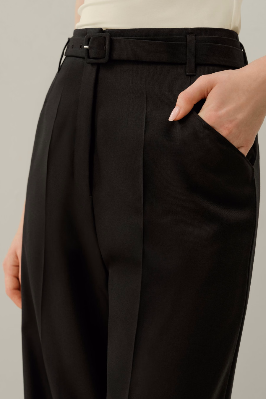 Zijdewol Hoge Taille Broek met Brede Pijpen