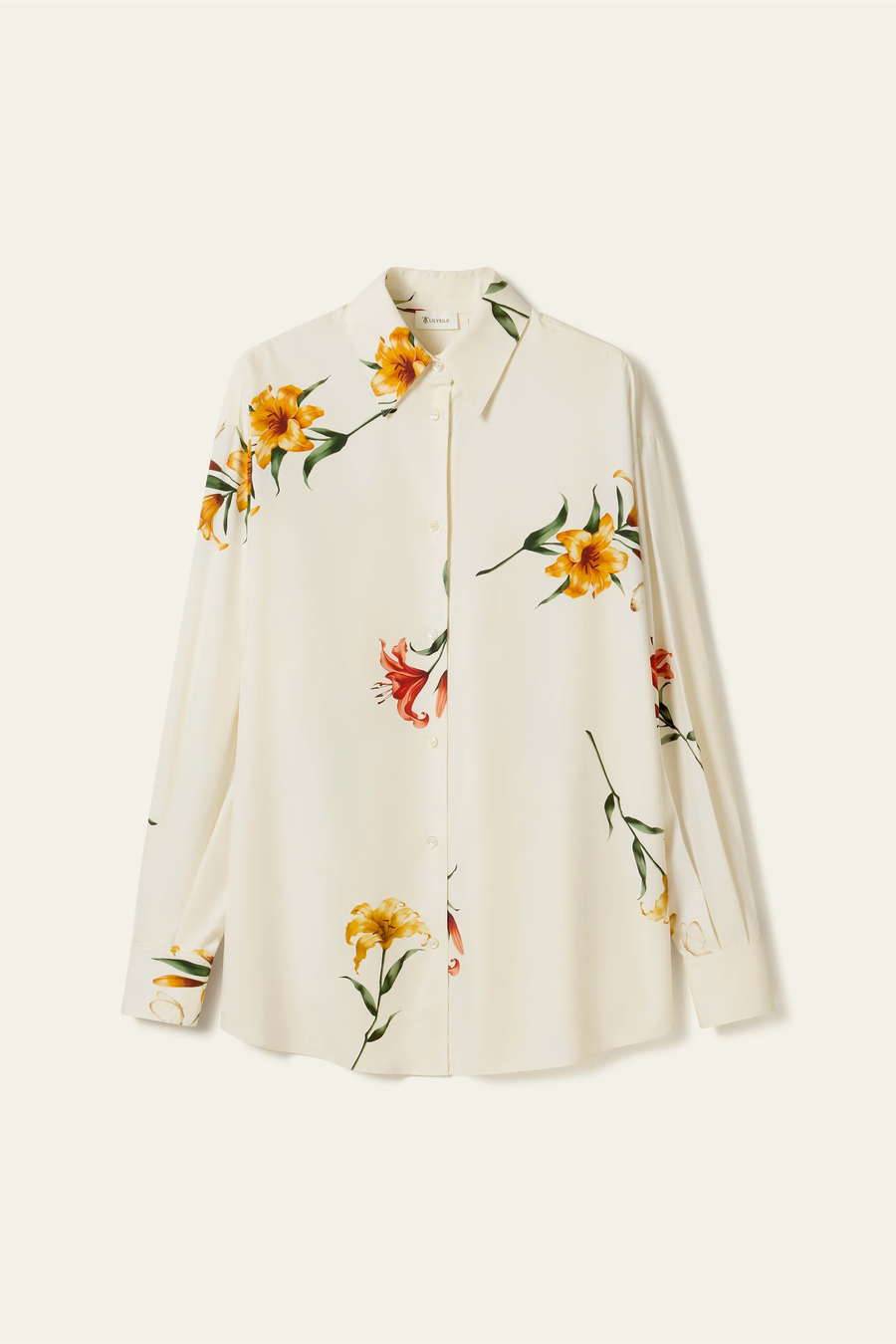 Lily print zijde oversize shirt