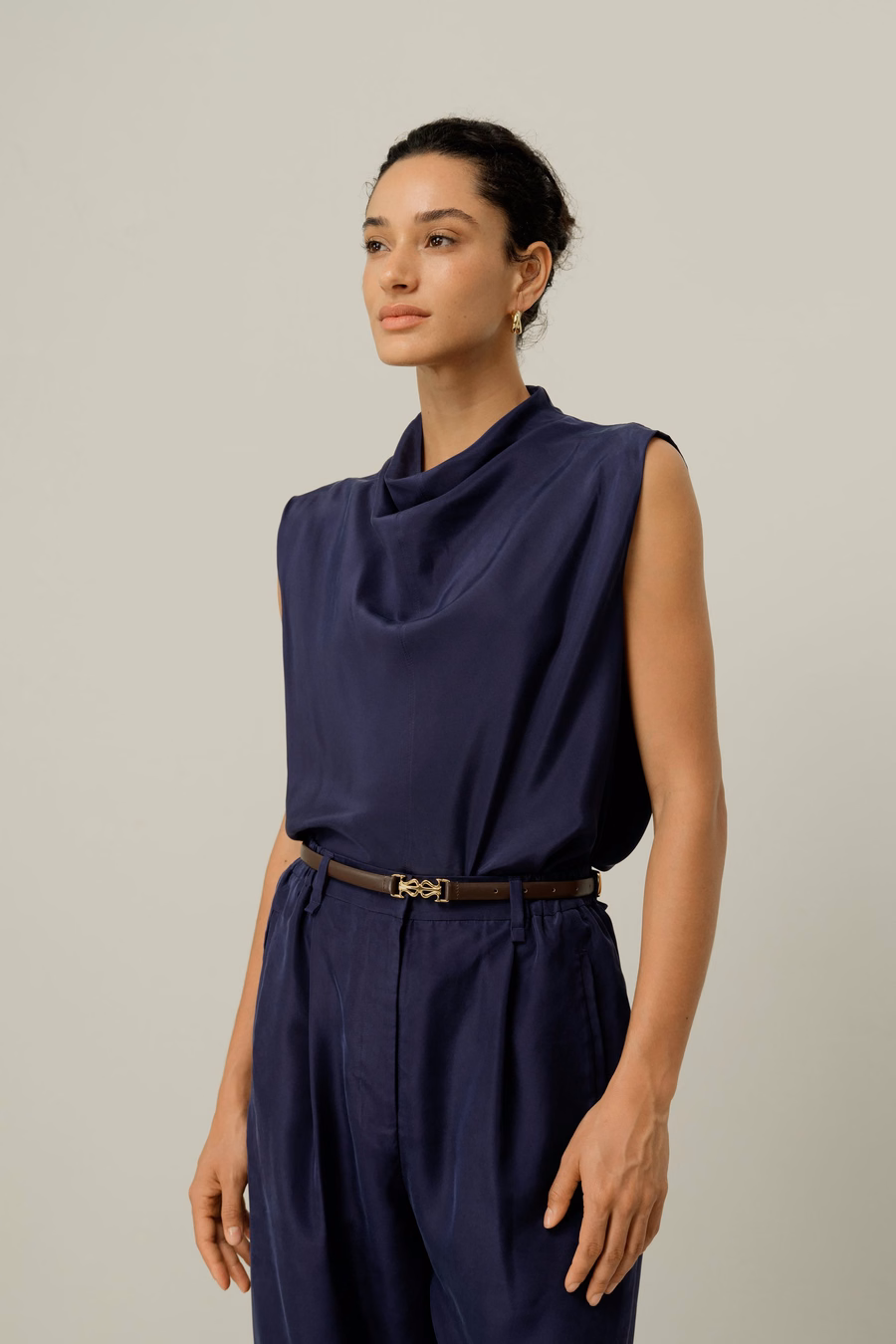 Silk Habotai mouwloze top