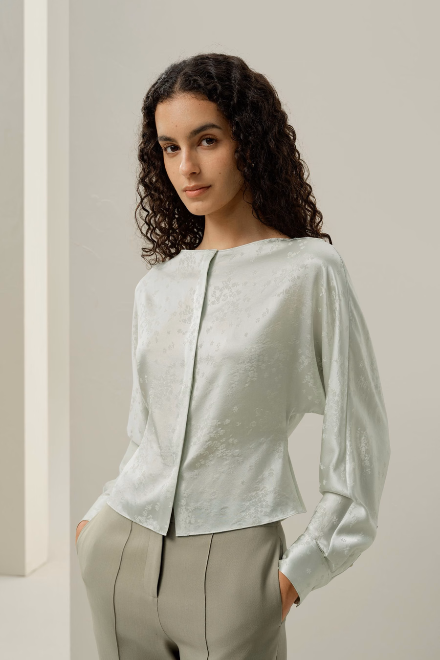 YING jacquard zijde blouse