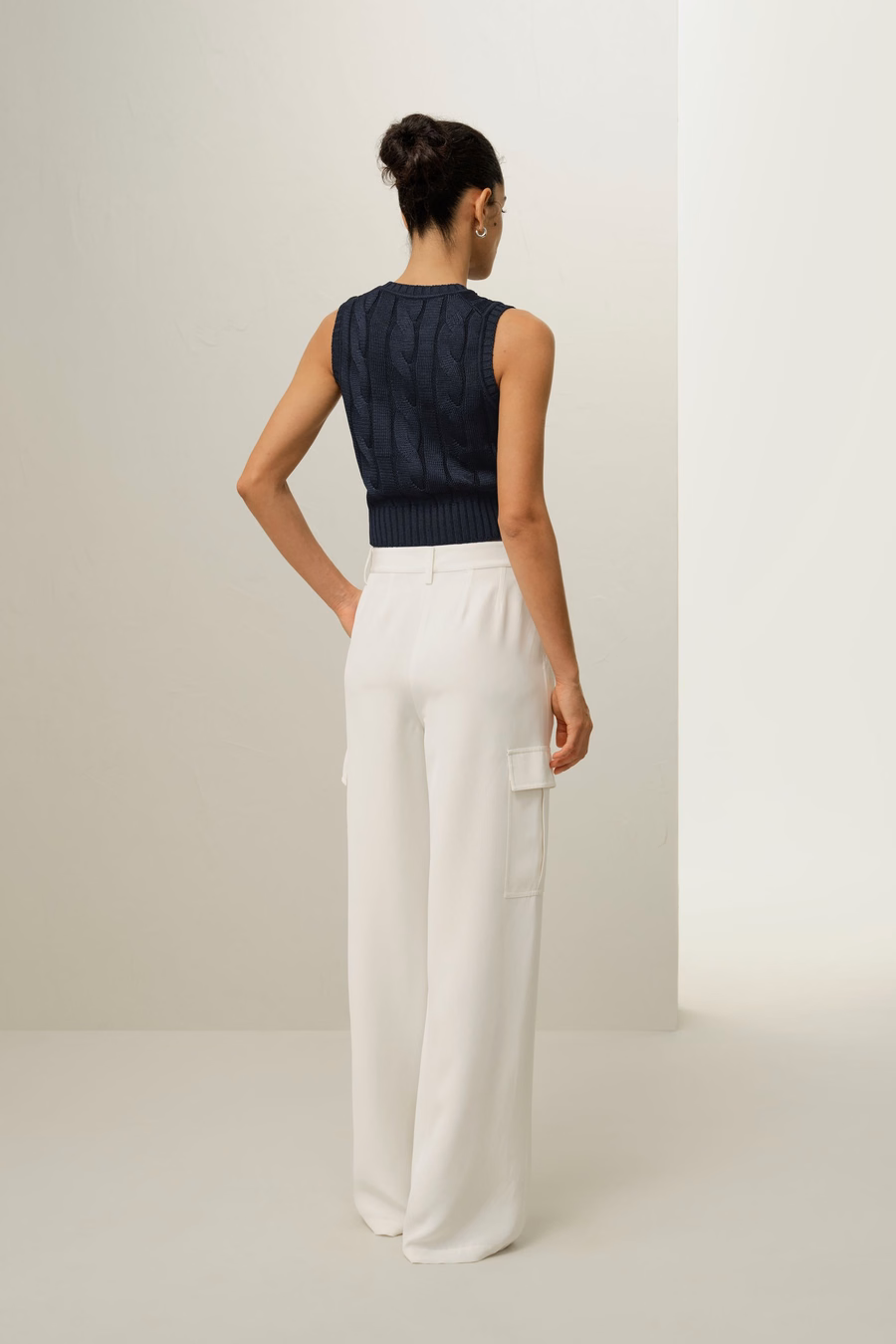 Cable Knit Tussah Silk Cropped Top