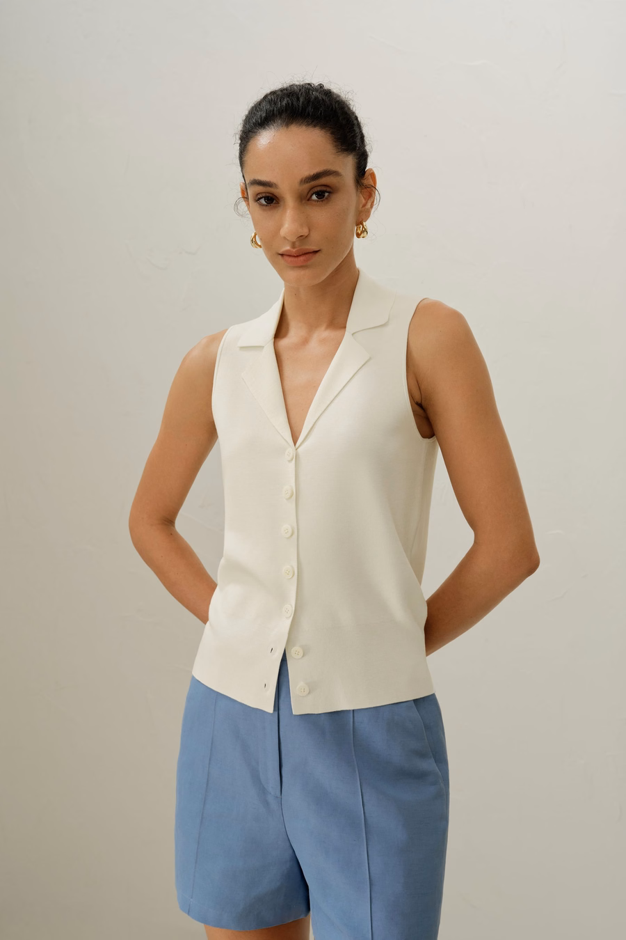 Milano Knit Lapel Collar Zijden Viscose Vest