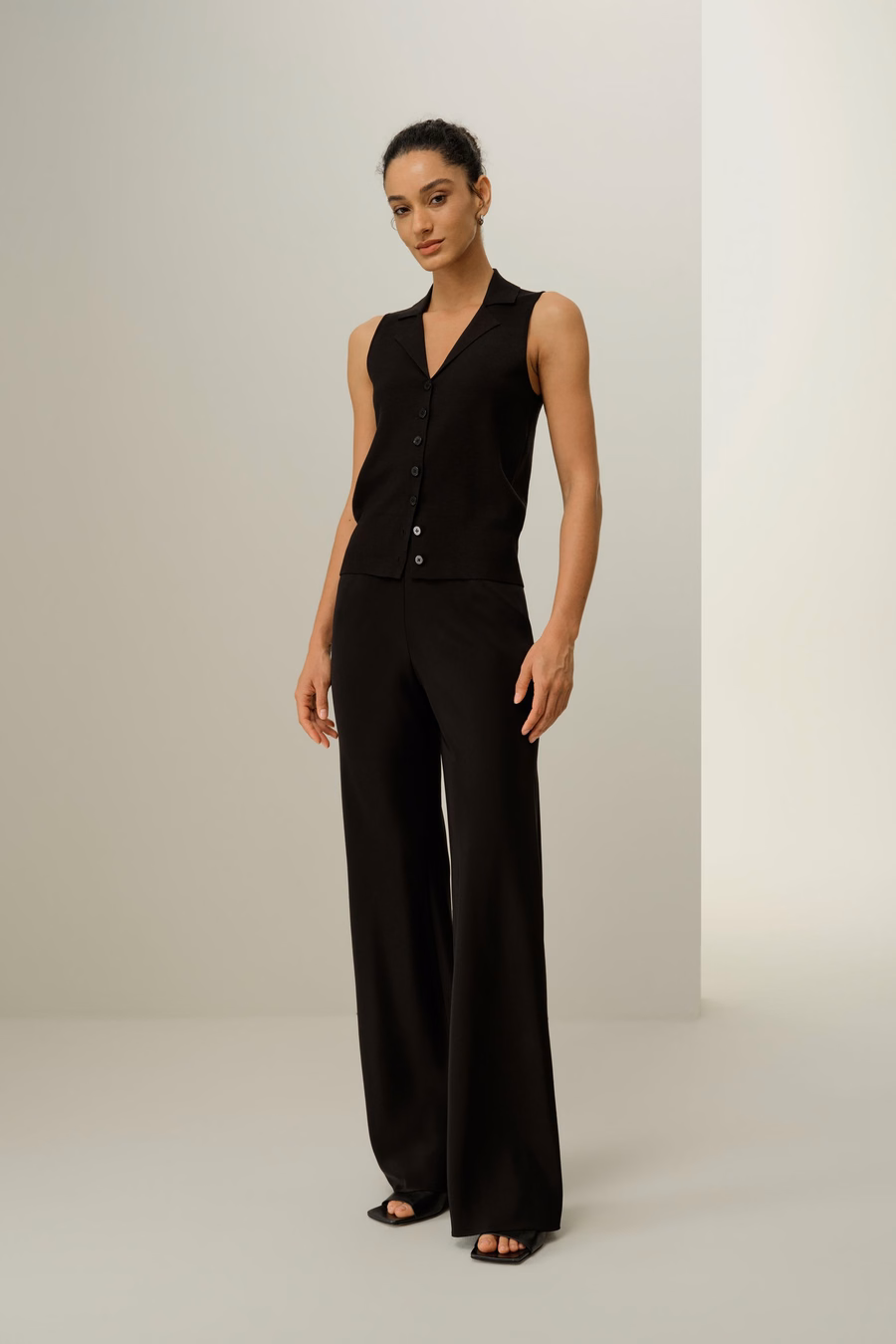Milano Knit Lapel Collar Zijden Viscose Vest
