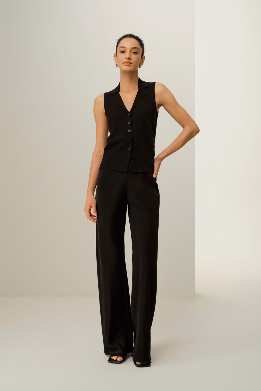 Milano Knit Lapel Collar Zijden Viscose Vest