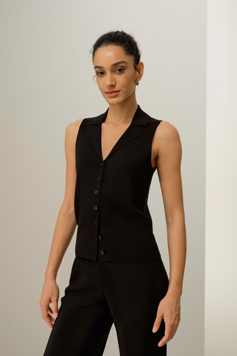 Milano Knit Lapel Collar Zijden Viscose Vest