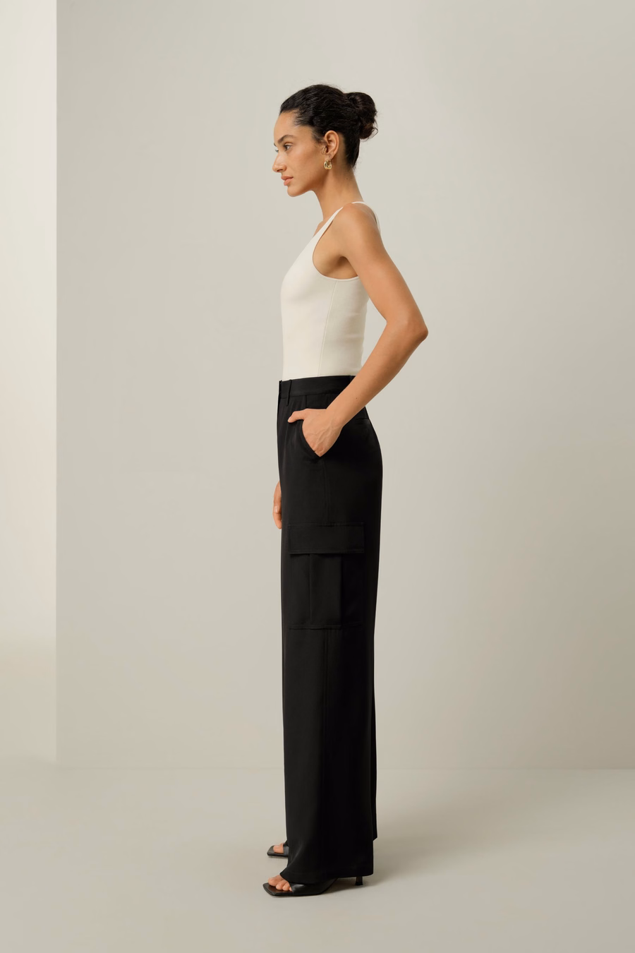 Silk Crepe Cargo Pants
