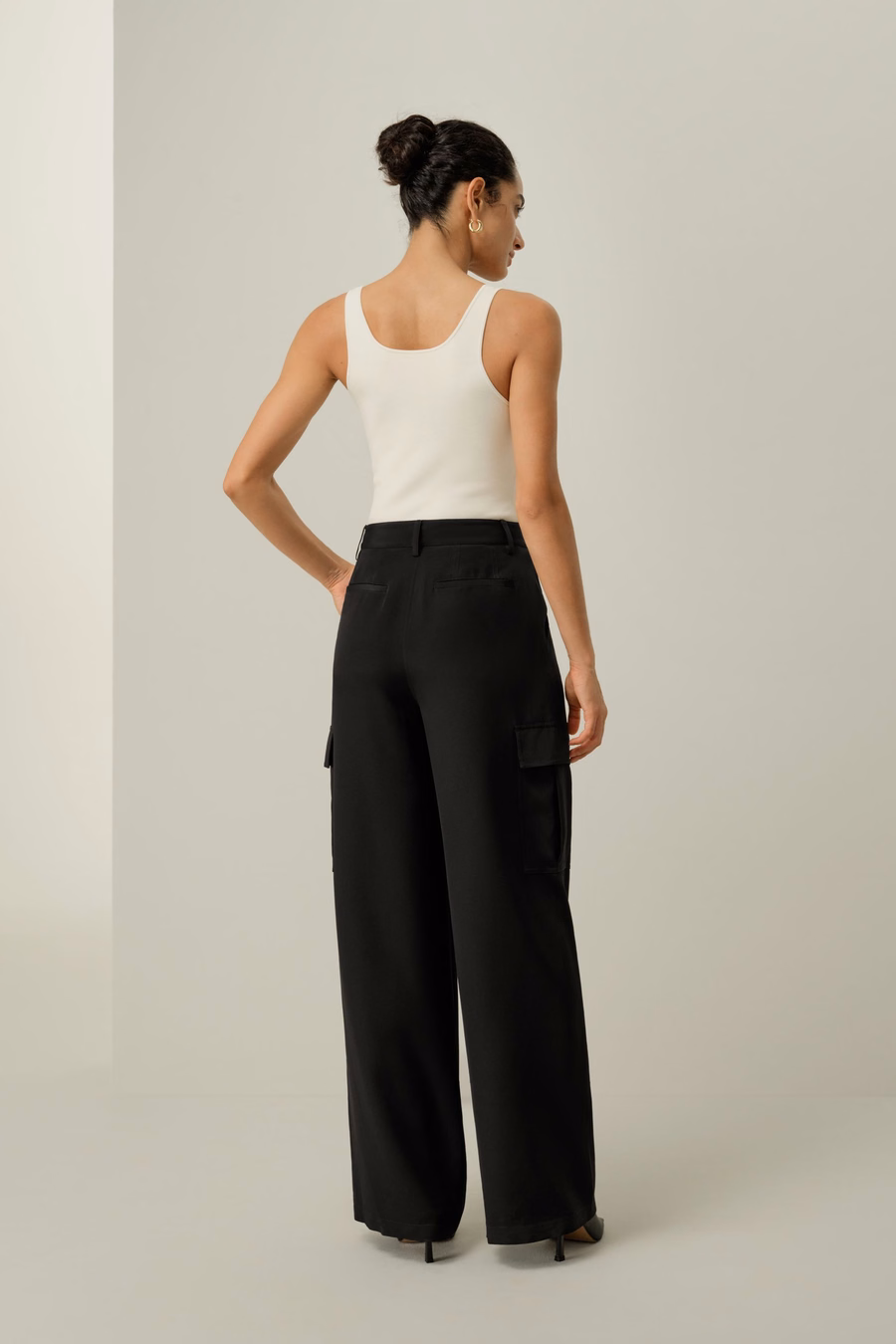 Silk Crepe Cargo Pants