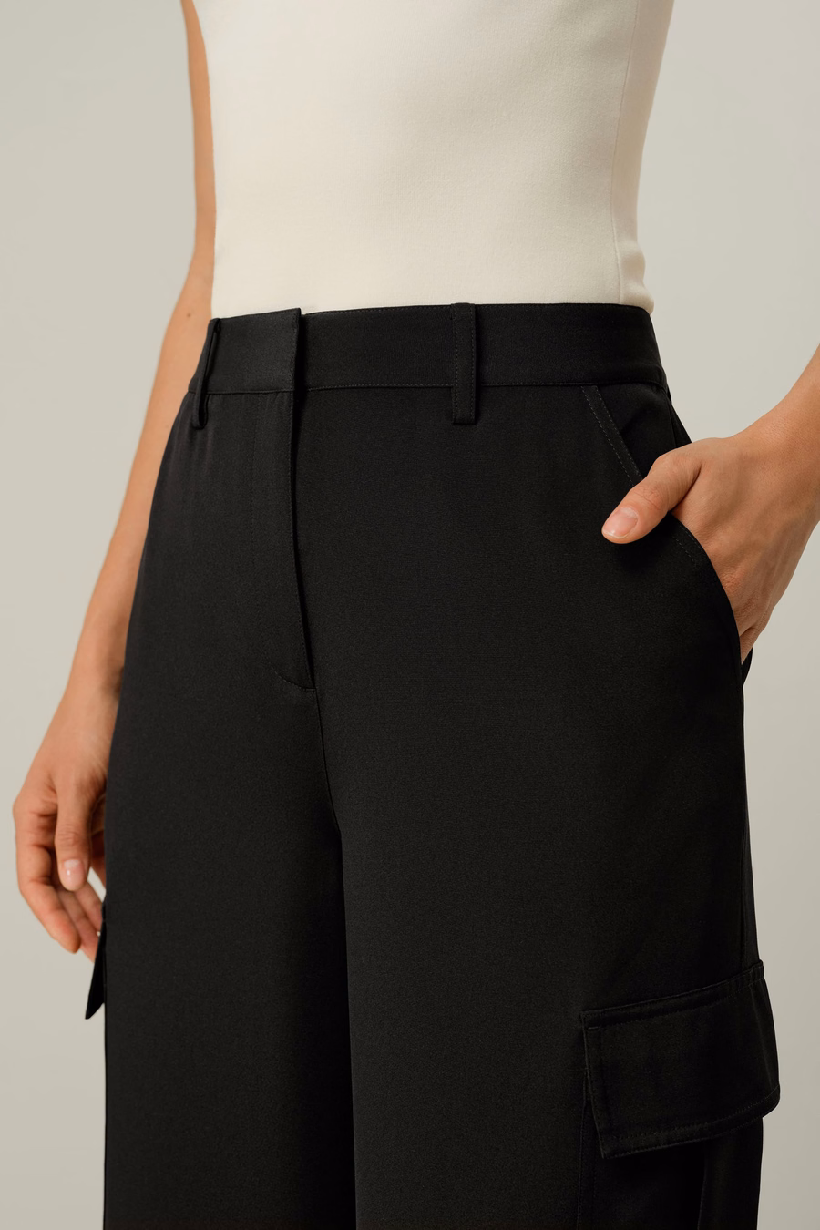 Silk Crepe Cargo Pants