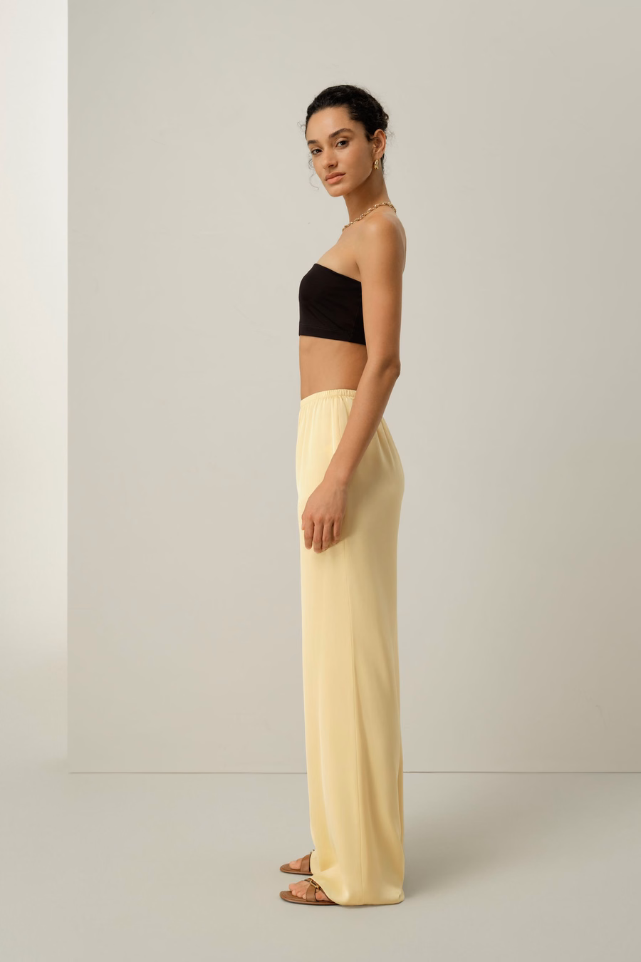 Stretchzijde Georgette Rechtonder broek