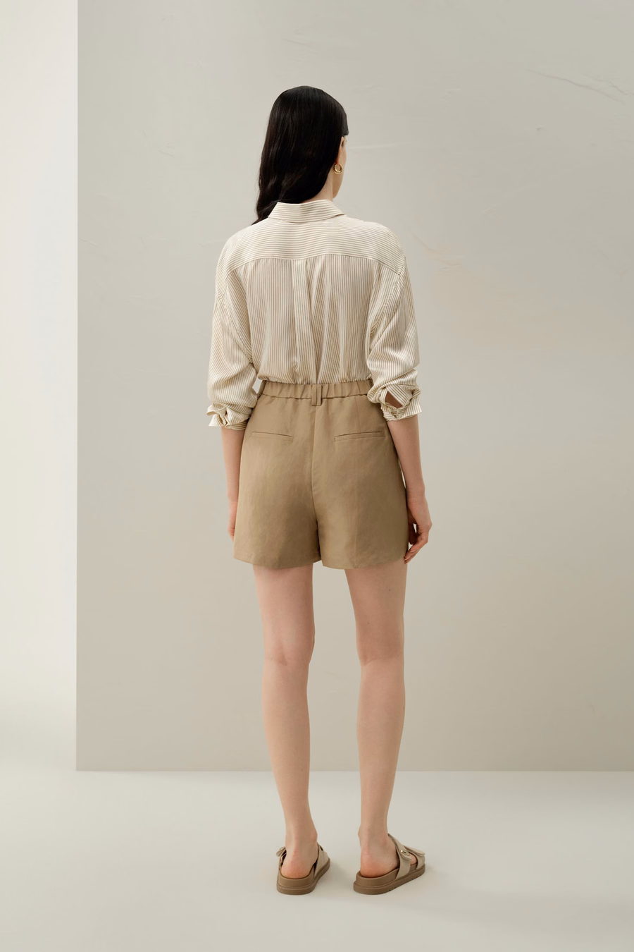 Hoge Taille Zijde Linnen Korte Broek