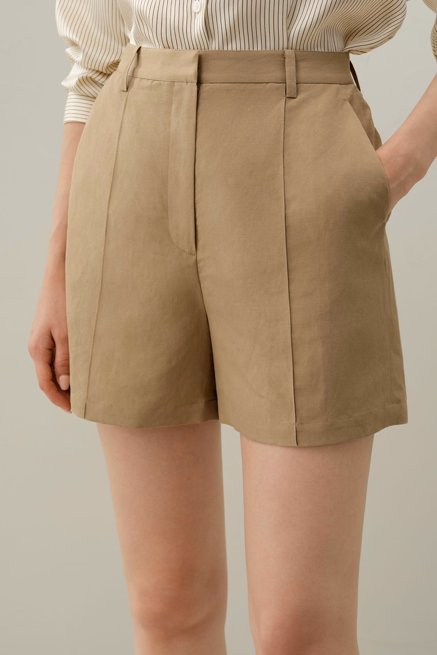Hoge Taille Zijde Linnen Korte Broek
