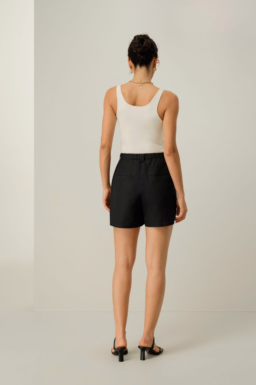 Hoge Taille Zijde Linnen Korte Broek