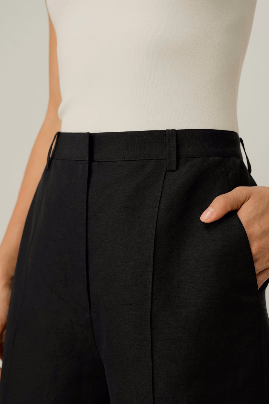 Hoge Taille Zijde Linnen Korte Broek