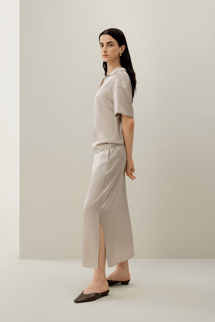 Wasbare Zijde Charmeuse Pull-On Rok