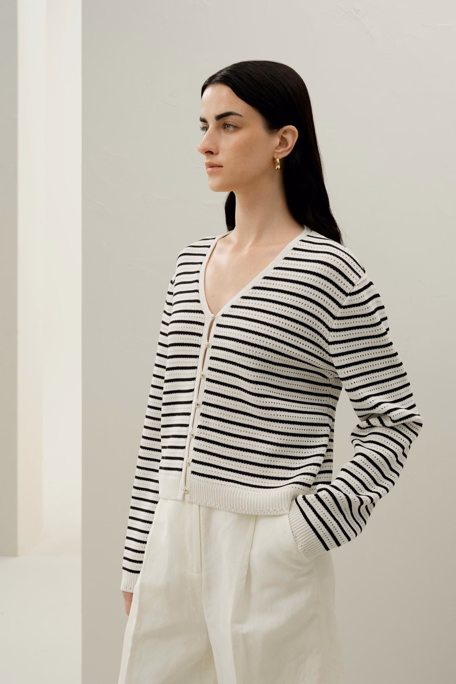 Toscana Gestreepte Pointelle Cardigan