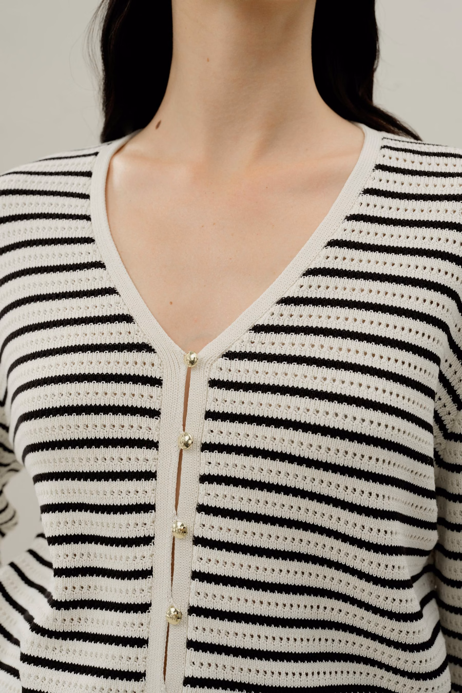 Toscana Gestreepte Pointelle Cardigan
