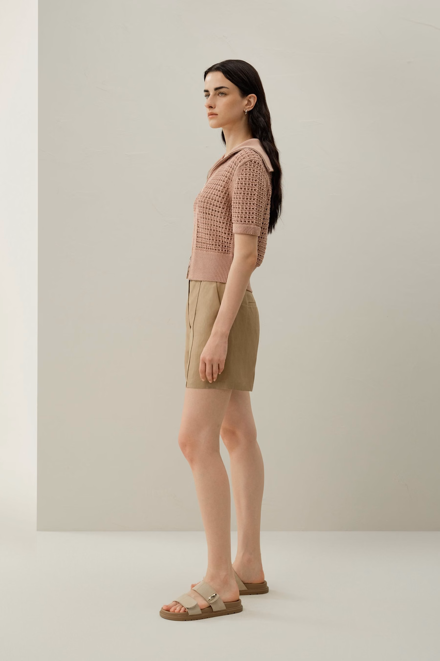 Toscana Pointelle Knit Double-Zip Cardigan