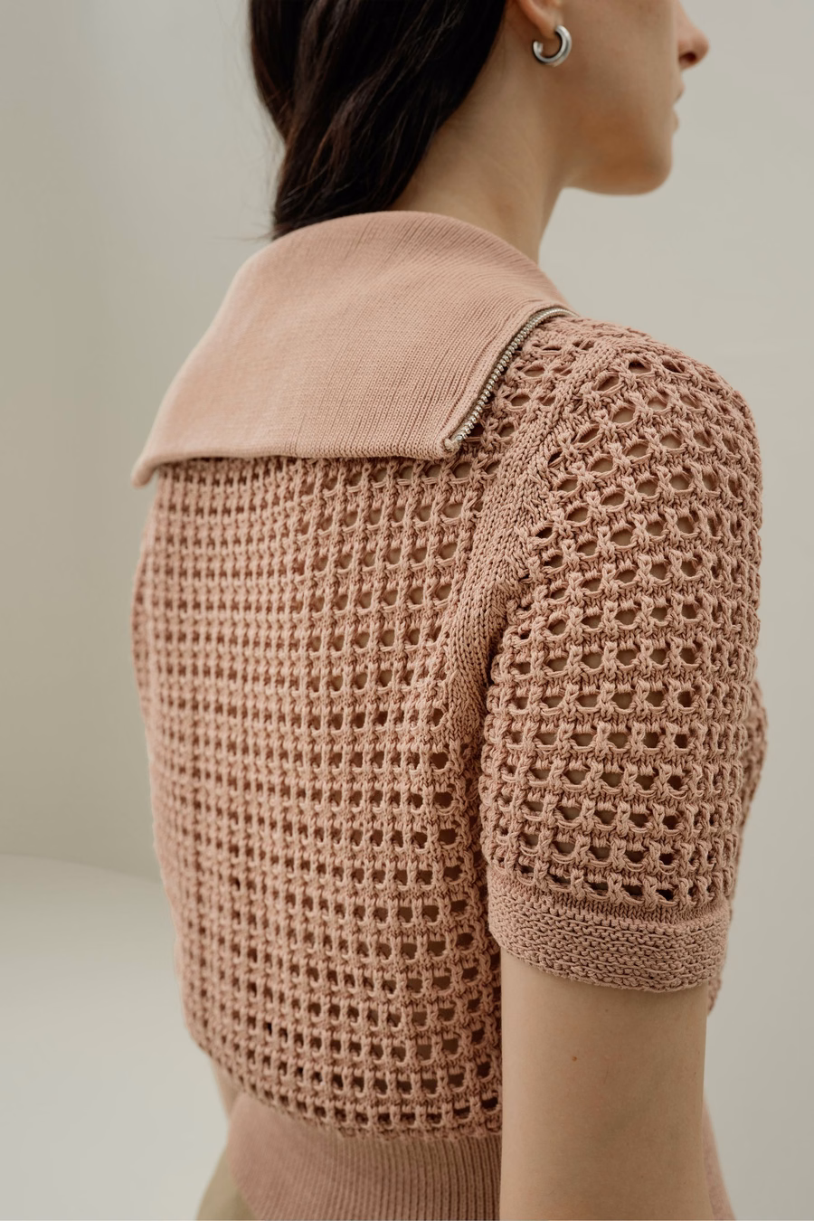Toscana Pointelle Knit Double-Zip Cardigan