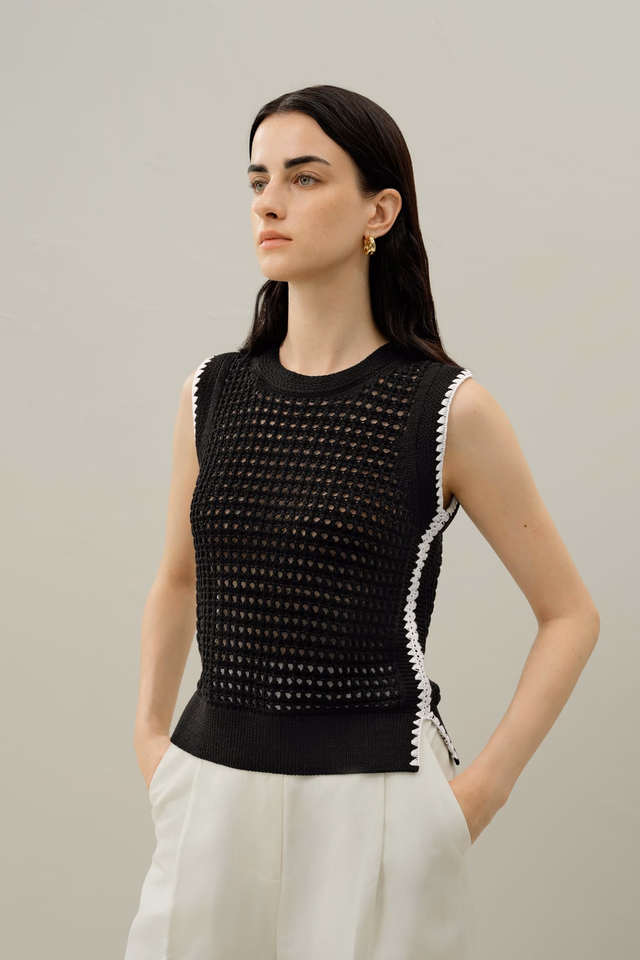 Toscana Pointelle Geborduurde Vest