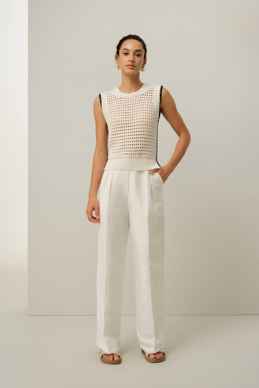 Toscana Pointelle Geborduurde Vest