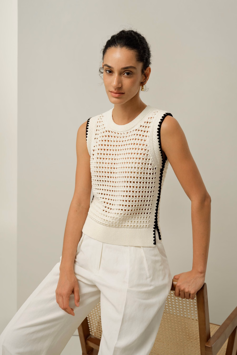 Toscana Pointelle Geborduurde Vest