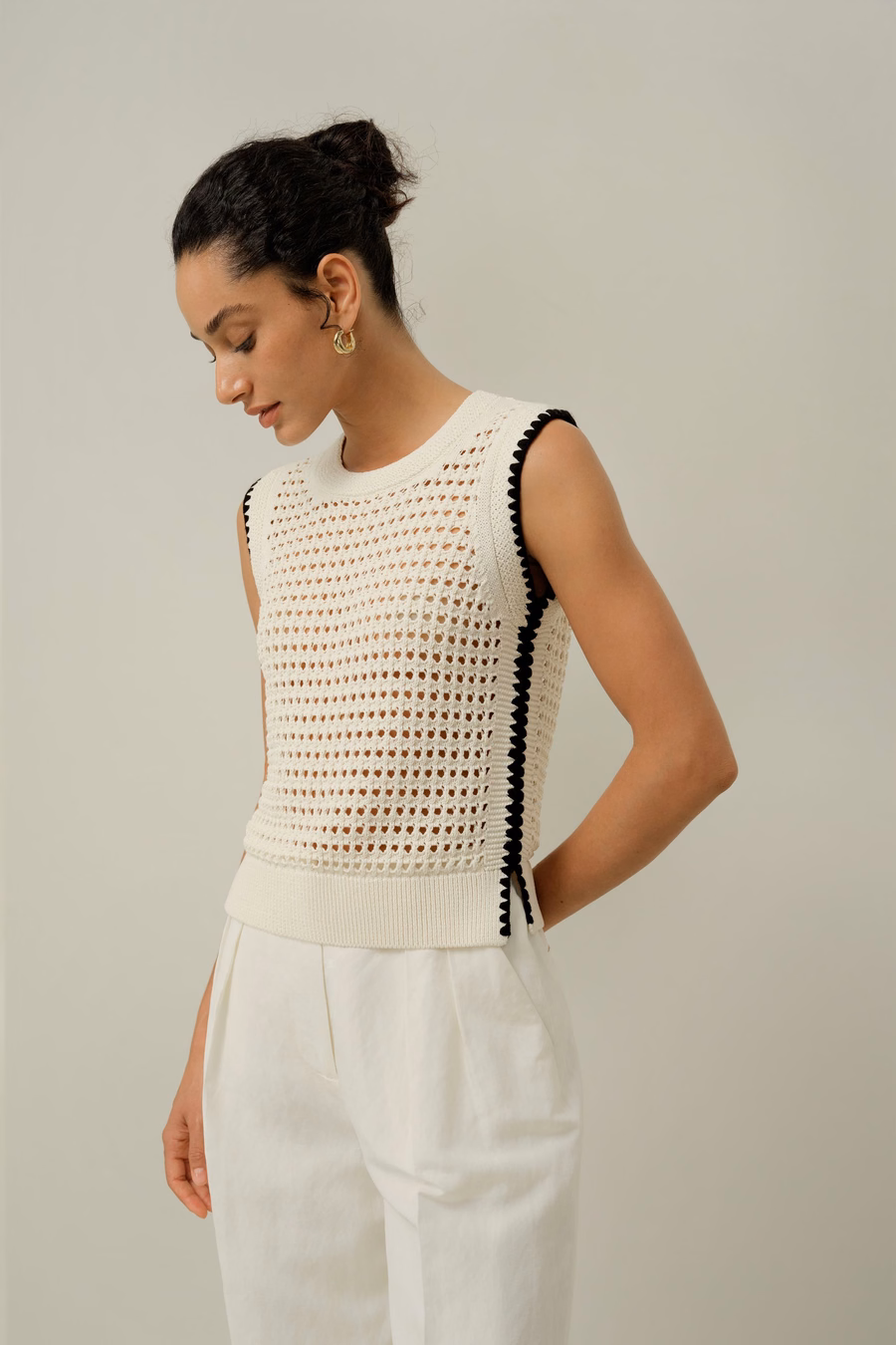 Toscana Pointelle Geborduurde Vest