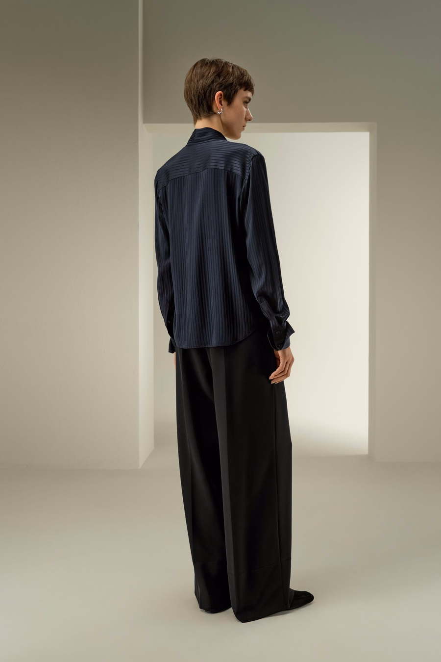Seidenblouse met een afneembare strik