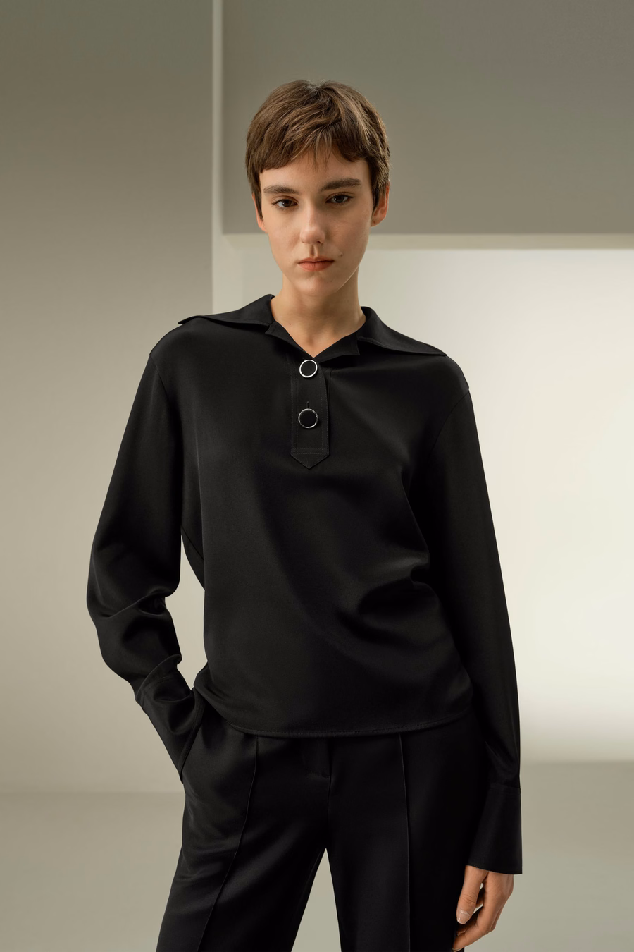 Luxe Stretch Zijde Popover Blouse