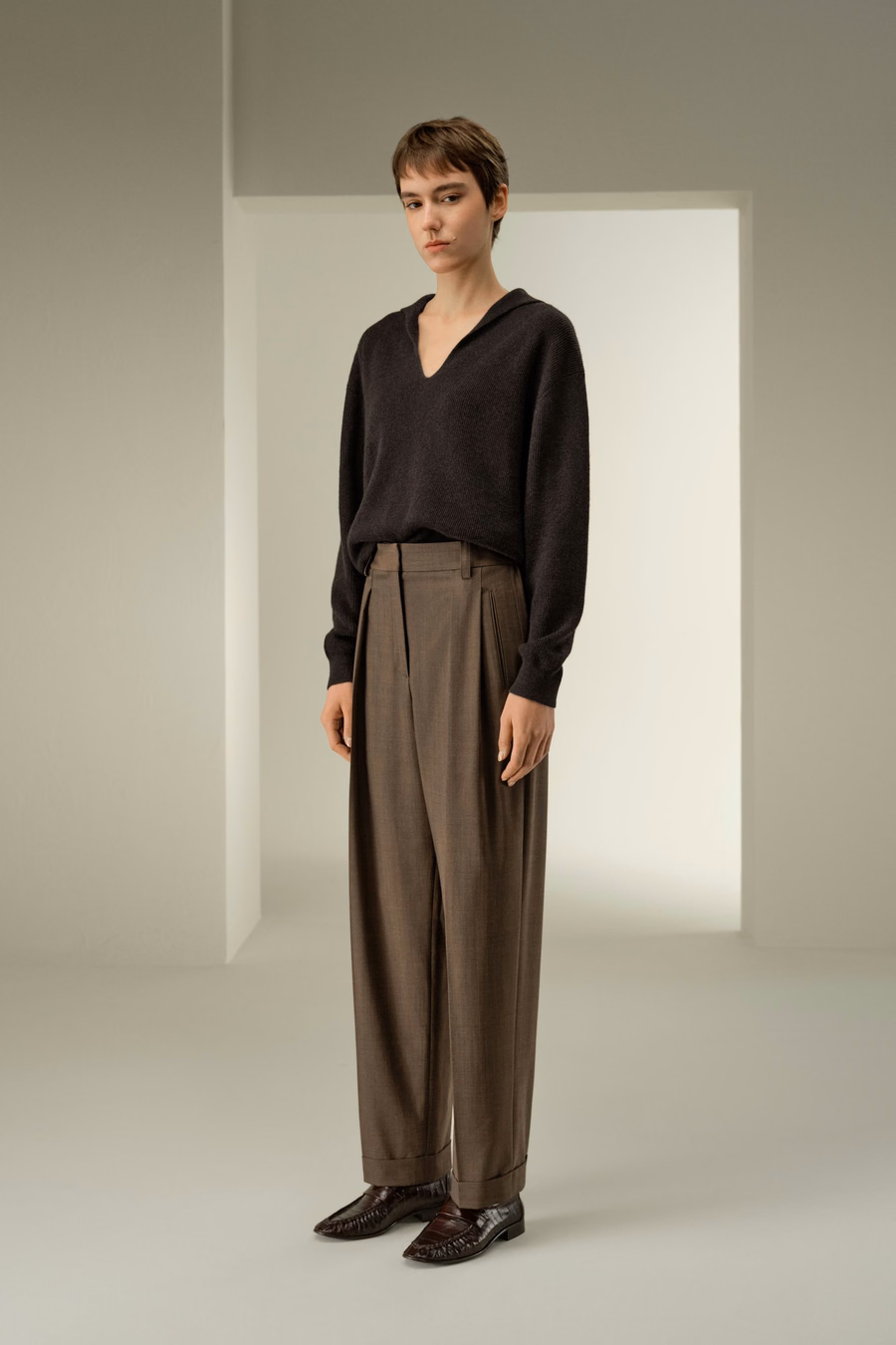 Ribbed Cashmere Polo Sweater