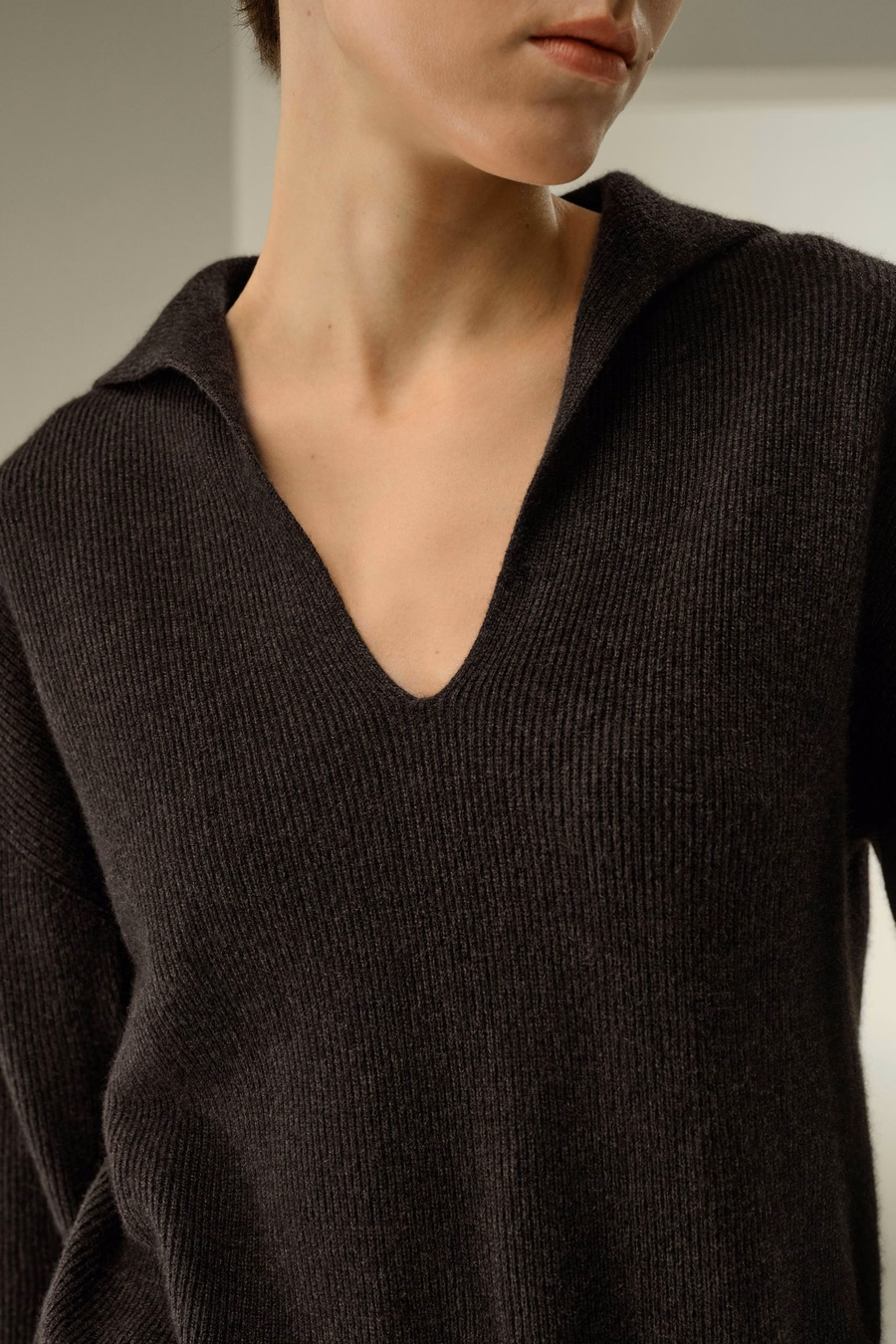 Ribbed Cashmere Polo Sweater