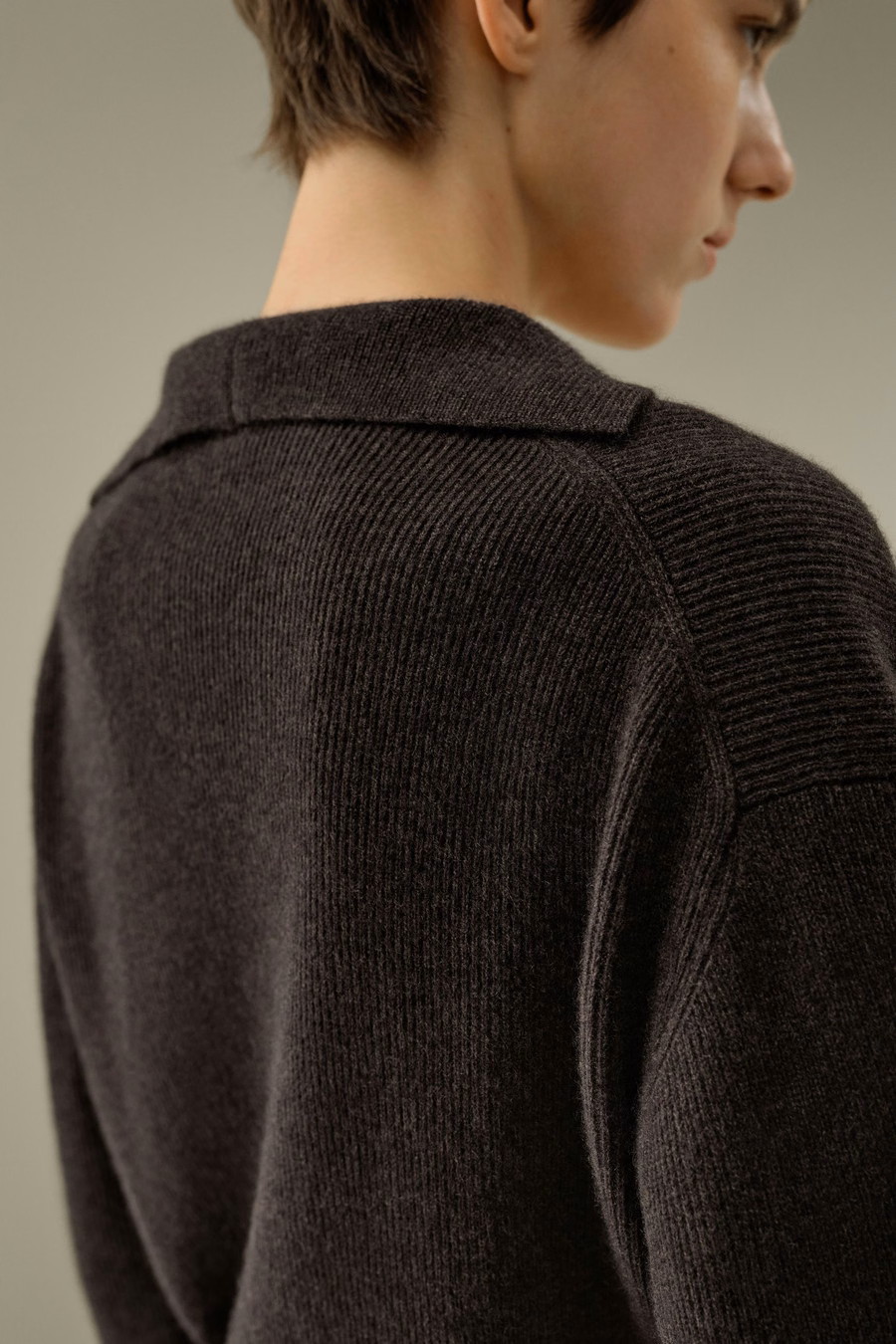 Ribbed Cashmere Polo Sweater