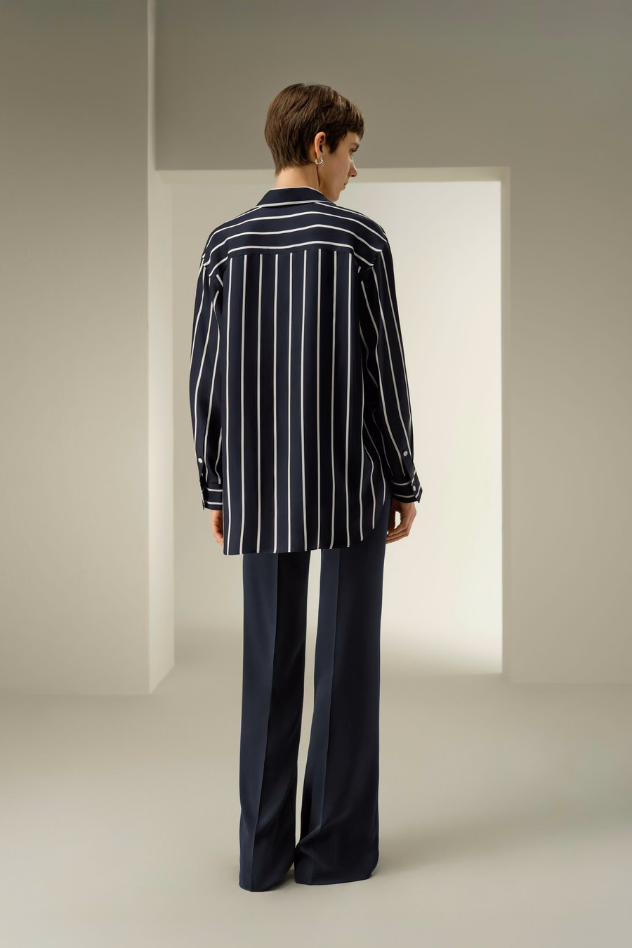 Seide Twill Gestreepte Button-Down Shirt