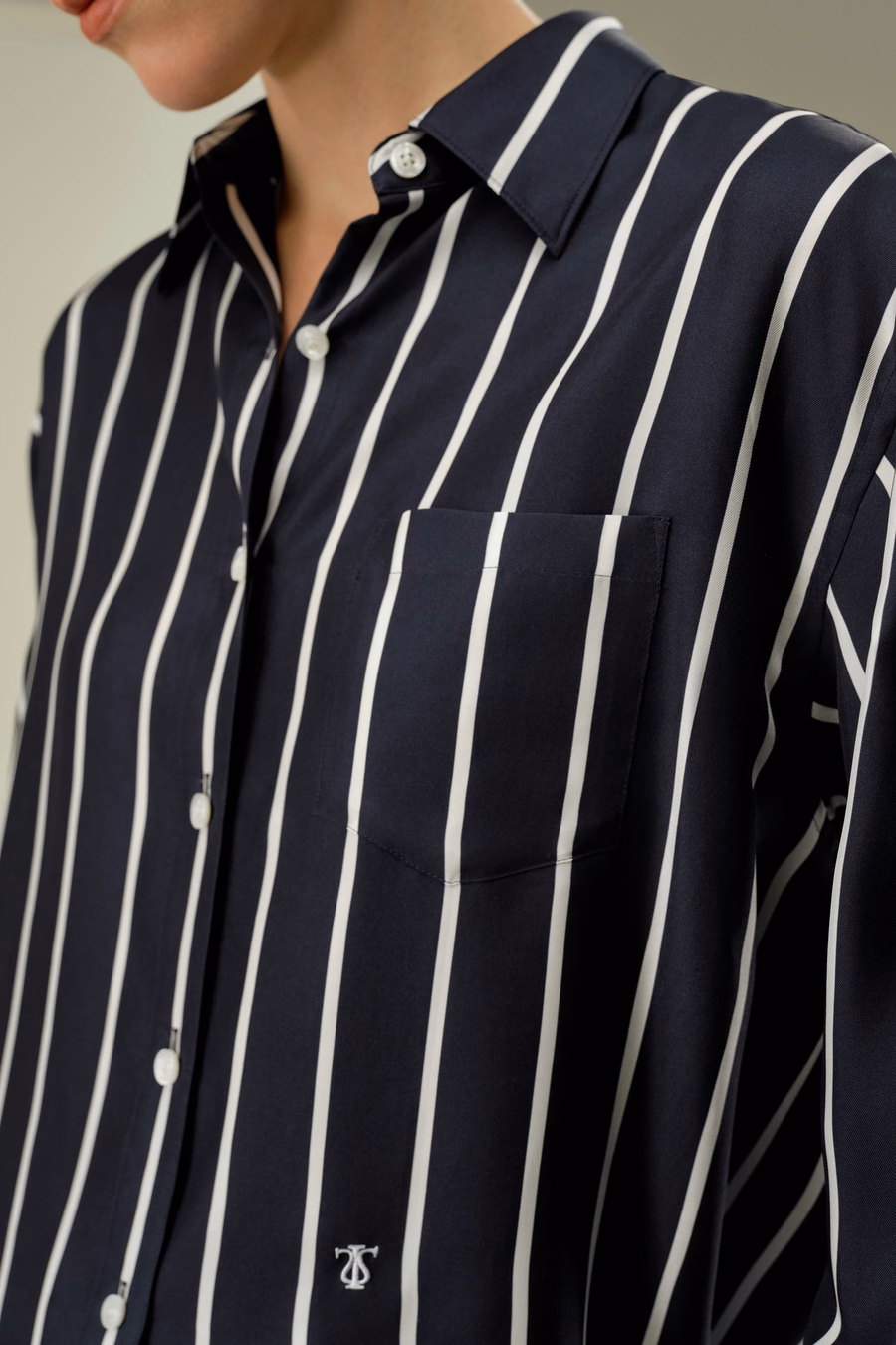 Seide Twill Gestreepte Button-Down Shirt